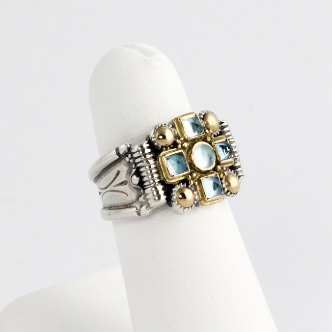 GR2204r Silver and Gold Aquamarine Cross Ring _2