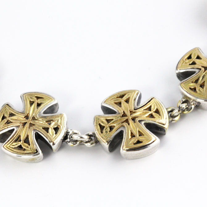 GR1353b Silver & Gold Cross Bracelet _3