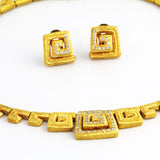 MR8131s Gold Greek Key Necklace & Earrings w/Diamonds _4