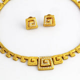 MR8131s Gold Greek Key Necklace & Earrings w/Diamonds _2