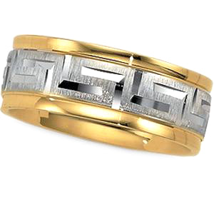 Gold Two Tone Meander Band Ring