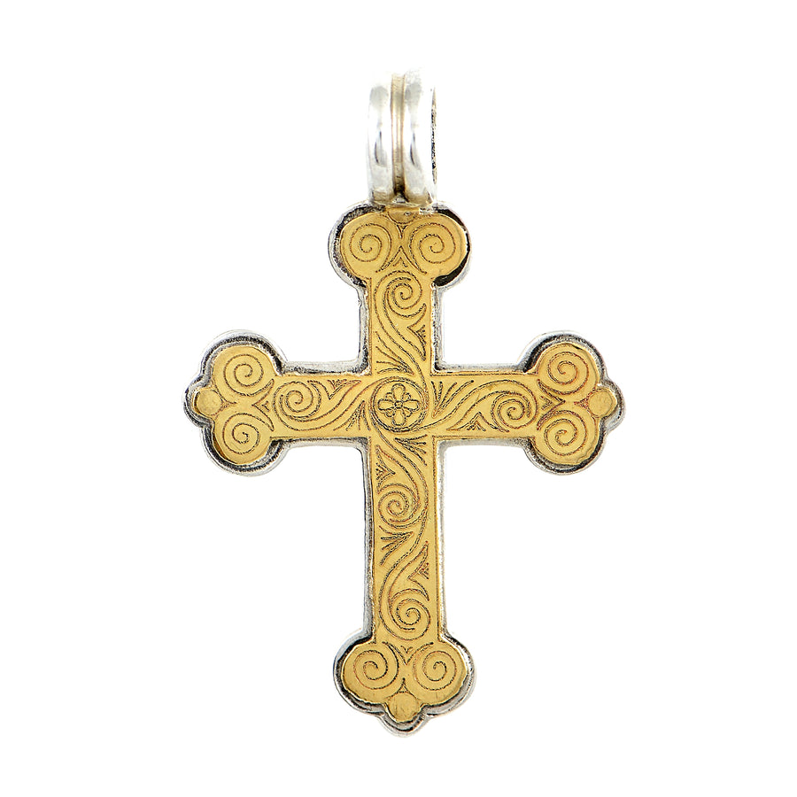 Trifolium Gold Cross Handmade Greek Jewelry Melikos