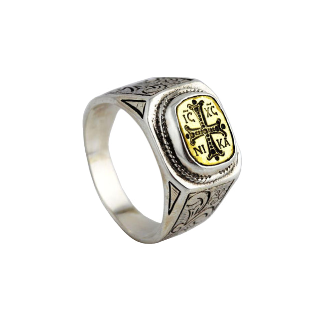 "Jesus Christ Victorious" Silver/Bronze Ring